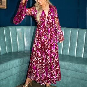 Buddy Love Pink and Red Maxi Dress